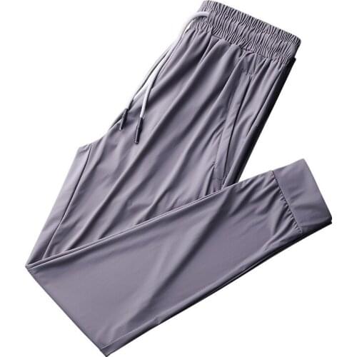 Mens plus size ice silk casual pants spring and summer casual trousers