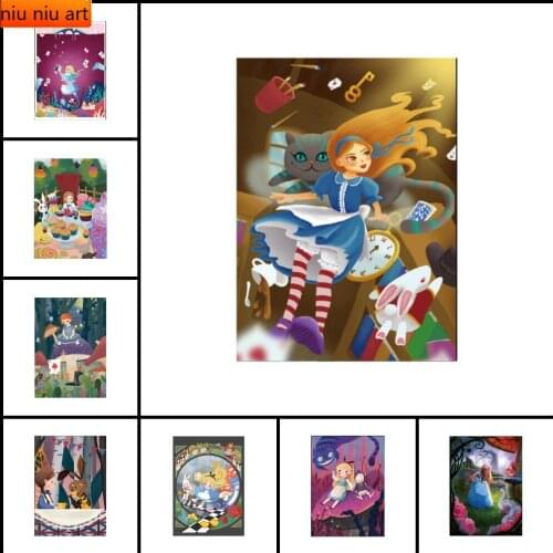 5D DIY Alice In Wonderland Full Diamond Embroidery Diamond Painting Diamond Mosaic Cross Stitch Kits Room Decor Disney