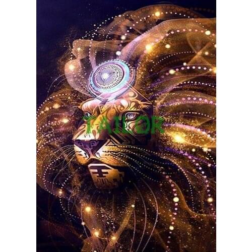 Full square Home Decor Gift Cuadros 5D diamond painting set Cross stitch haft diamentowy tools animal Mosaic art lion colour 72