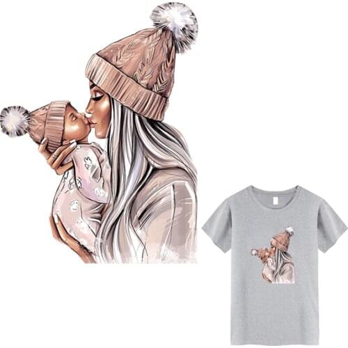 Mom With Her Baby Patches Hot Tear Diy Heat Press Transfer Paper Hoodie Tops Thermal Transfer Heat Print By Household Irons