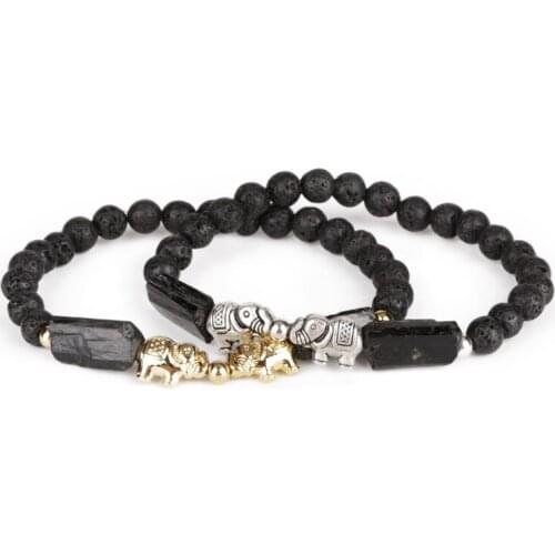 Natural Rough Black Tourmaline Healing Stone Bead 6mm Matte Onyx Lava Hematite Coral Charm Beaded Energy Bracelets For Man Women