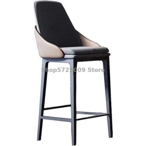Nordic solid wood bar chair bar stool backrest dining chair home island bar stool simple bar stool front high chair