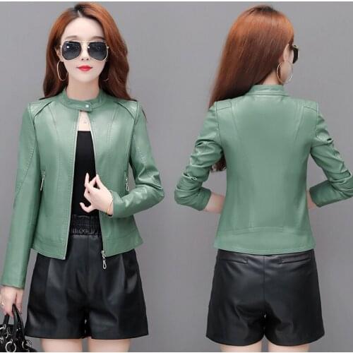 New Autumn Women Pu Leather Jacket Girl Short Coat Female Black Punk Bomber Faux Leather Outwear Blazer lady spring tops M-4XL