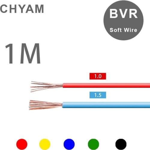 One Meter BVR Wire 1/1.5mm2 Square Household Flexible Multi-strand Copper Core National Standard For Home Decoration