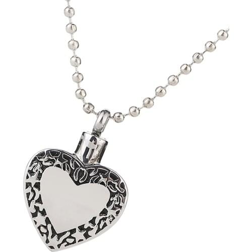 Stainless Steel Love Heart Perfume Bottle Essential Oil Necklace / Ashes Urn