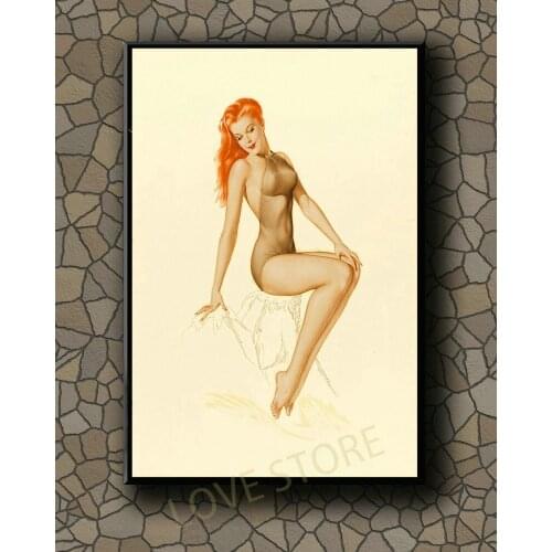 P351 Vintage Beautiful Pin-up Girl Classic Picture 480 Silk Fabric Poster Art Decor Indoor Painting Gift