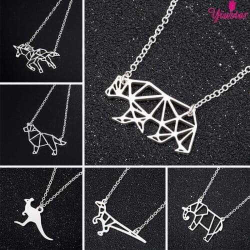Authentic Stainless Steel Silver Color Horse Elephant Jewelry Necklace Female Unique Wild Animal Polar Bear Necklace Undefined