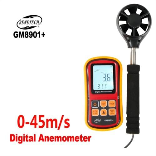 BENETECH Speed Measuring Instrument Anemometer LCD Digital Anemometer Wind Speed Meter Wind Sensor GM8901+ 30m/s Anemometers