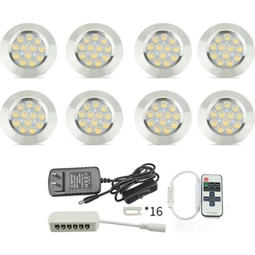 Remote Control Dimmable 3W LED Under Cabinet Lights DC12V LED Puck Lights Under Shelf Kitchen Cupboard Counter Furniture Lights