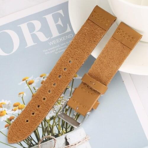 Premium Leather Replacement Wristwatch Band 20MM Watch Band for Wooden Watch Soft Watches Strap with Pin Buckle for Male