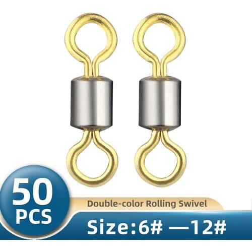 TIANNSII 50pcs Stainless Steel Fishing Connector 8-word Ring Connector Rolling Swivel Solid Ring Fishing Hook Tackle Accessories