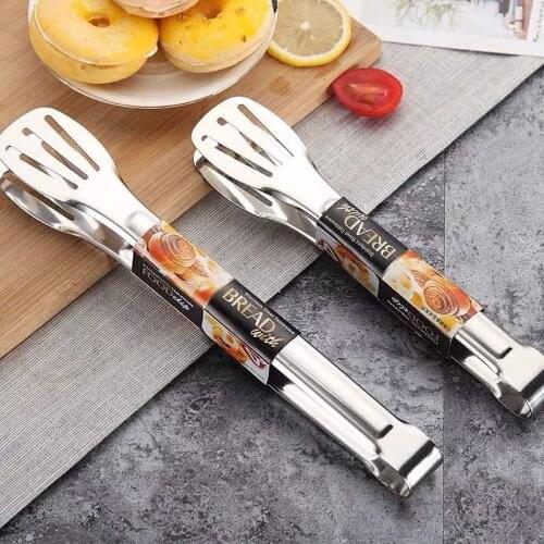Stainless Steel Food Tongs Kitchen Utensils Buffet Cooking Tool Anti Heat Bread Clip Pastry Clamp BBQ Barbecue Kitchen Steel
