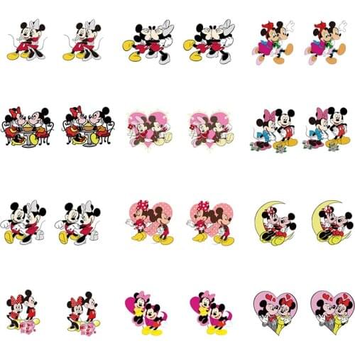 Disney Mickey Mouse Couple Cartoon Character Q Version Epoxy Clip New Resin Ear Clip Earrings For Friends