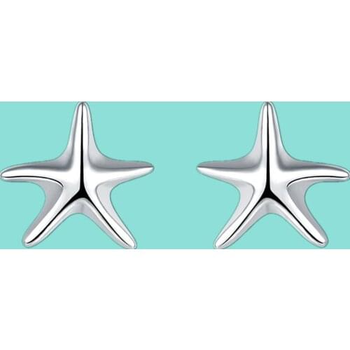 Fashion 925 Sterling Silver Starfish Earrings For Women Wedding Engagement Jewelry Christmas Gift Party