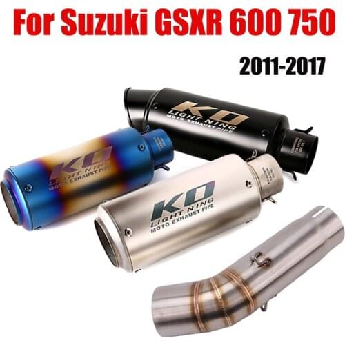 Motorcycle Mid Link Pipe Connecting Tube Escape Slip On Exhaust Tips Muffler Tail Pipe For Suzuki GSXR600 GSXR750 2011-2017