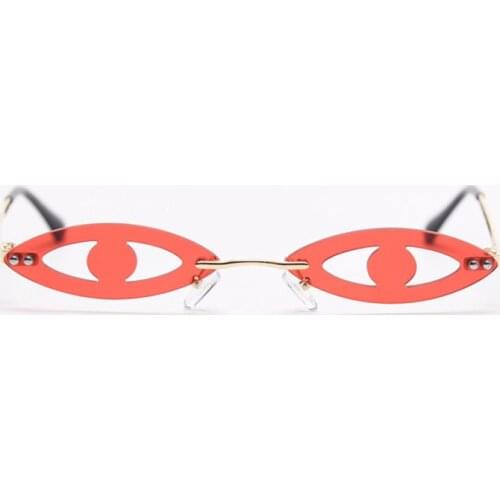 2021 Fashion Small Eyes Sunglasses Women Hollow Oval Colorful For Party Sun Glasses Unique Female Men Rimless Hip Hop Shades