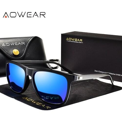 AOWEAR Brand Style Square Sunglasses Men Polarized Mirror Sun Glasses Fashion Women Vintage Shards Glasses Unisex oculos