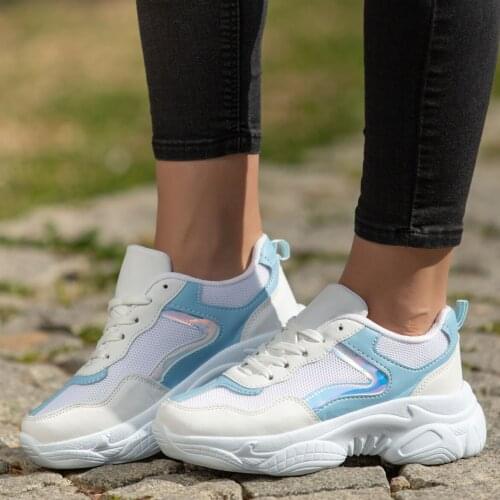 Tonar Jomox White Skin Bebe Blue Detailed Sports Shoes New Season Convenient Seasonal Style Sneaker