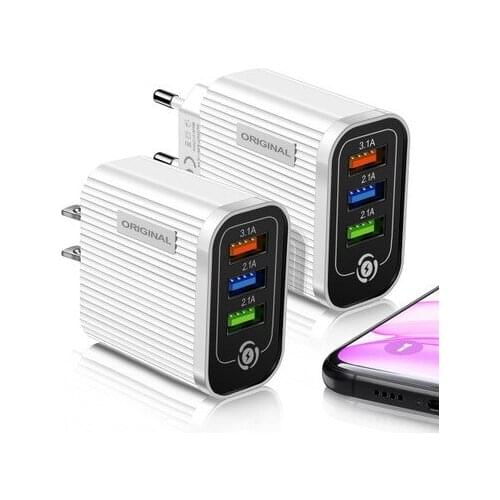 2.1A 3 Port USB Fast Charger For Samsung Xiaomi EU Plug Adapter Wall Mobile Phone Charger USB Type C Fast Charger For IPhone