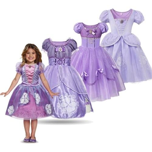 VOGUEON Girls Sofia Dress Infant Baby Halloween Party Princess Costume Kids Fancy Sofia Dress Up Clothing Vestido 2-12 Years Old