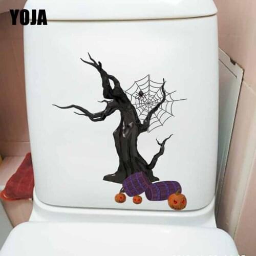 YOJA 19.6X23CM Creative Bedroom Home Decor Wall Sticker Toilet Decal Cartoon Demon Withered Tree Spider Web T5-1140