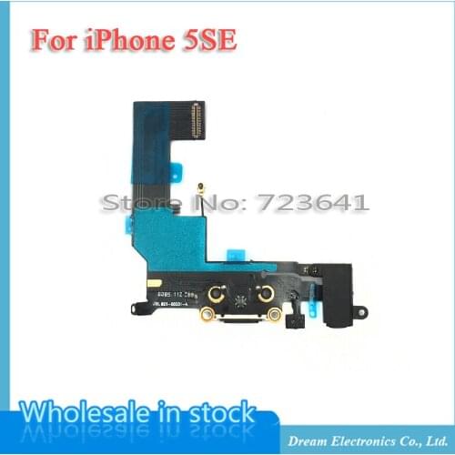 MXHOBIC 5pcs/lot White Black for iphone SE 5SE Charger Dock USB Charging Port Plug Flex Cable with Headphone Jack Version