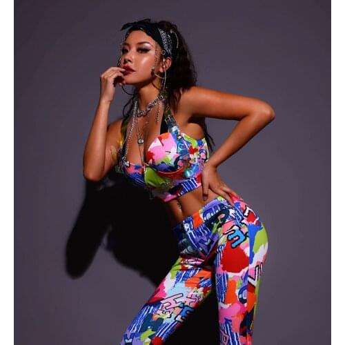 Sexy Hip Hop Dance Clothes For Women Dancer Outfits Pole Dance Wear Jazz Dance Wear Stage Costume Club DJ DS Clothing DL6835