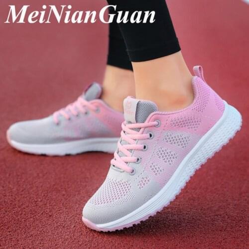 Big Size Womens Shoes Low Top Womens Summer Sneakers Pink Women Tennis Shoe Woman Wild Brand Shoe Mesh Ladies Flat Shoes L20