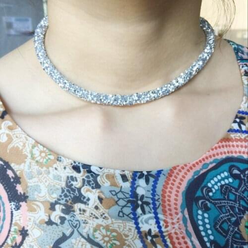 YLWHJJ 2017 brand new women crystal black Magnet choker necklace girl glisten rhinestone fashion hot jewelry statement necklace