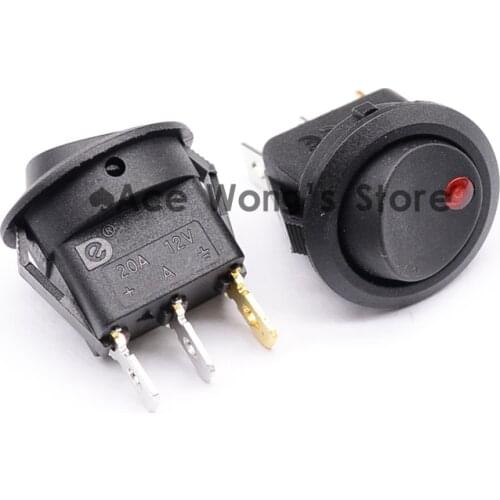 1Pcs Red 12V LED Dot Light Car Boat Round Rocker ON/OFF SPST Switch 3 Pins With LED