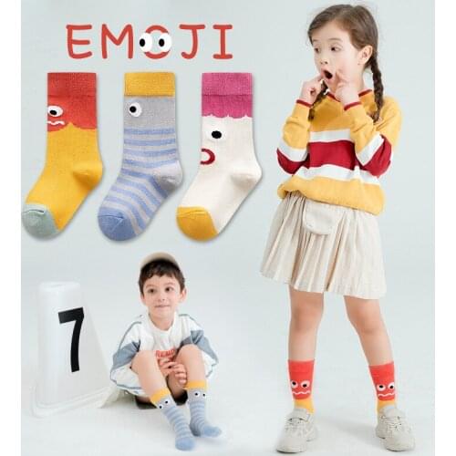 3 Pair/lot Kids socks cotton made Girls Boys Mid socks cute cartoon pattern for Spring and Autumn Student socks