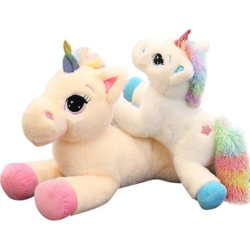 40/60cm Unicorn Stuffed Animal Baby Doll Kawaii Cartoon Rainbow Unicornio Plush Toy For Kid Horse Pillow Christmas Birthday Gift