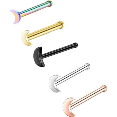 50Pcs 20G Bone Shape Nose Studs Nose Ring Hoop Stainless Steel Nose Piercings for Men Women CZ Clear Nose Stud Set Studs