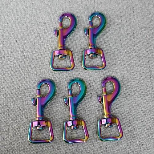 50 Pieces Rainbow 15mm Metal oval zinc alloy spring Collar Carabiner Snap Hook DIY dog collar dog leash Key Chain Bag Part