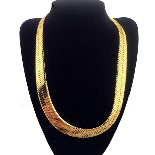 High quality 75CM*10MM Hip Hop Mens Herringbone Chain Golden Necklace Rapper Chunky Chain Boys Rapper NightClub DJ Jewelry