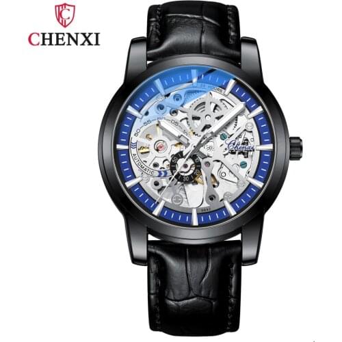 CHENXI Fashion Men Watch Top Brand Luxury Automatic Mechanical Watches Waterproof Business Leather Male Tourbillon Wristwatches