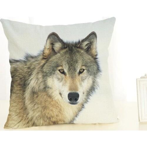 Wolf Printing Cushion Cover Cotton Linen Polar Bear Pillow Case Home Sofa Car Decorative Pillowcases Cover funda de almohada