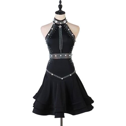 Black Dress Latin Dance Dress Women Sexy Stage Costume Designer Clothes Backless Tango Dance Wear Salsa Dance Outfits JL2647