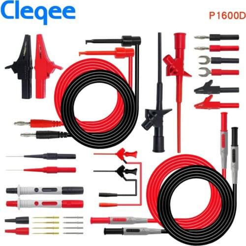 Cleqee P1600C/D/E/F 18 in 1 Pluggable Multimeter probe test leads kit automotive probe set IC Test hook Fluke BNC-Test cable