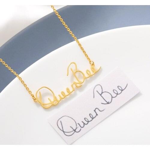 Actual Handwriting Name Necklace Custom Choker Jewelry Stainless Steel Personalized Handmade Pendant Necklace Best Gifts Pendant