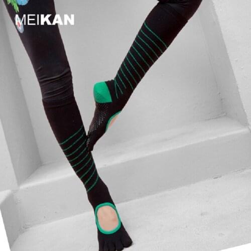 Fitness cotton yoga socks high long cylinder five-finger floor socks indoor female professional full toe anti-skid trampoline so