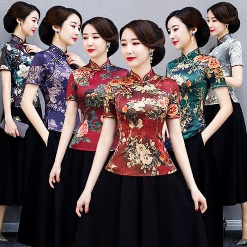 Republic Of China Style Silk Cheongsam Tops WomenS Mid-Length Improved Fashion Mother Dress Wedding Banquet Qipao Suit Платье
