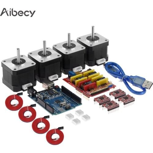 Aibecy 4*4401 Stepper Motor Kit V3.0 Expansion Board UNO R3 Board 4*A4988 Driver with Heatsink USB Cable for 3D Printer Parts