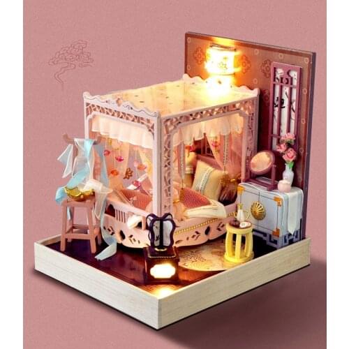 New DIY Wooden Dollhouses Study Classic Room 1:24 Assembled Miniature with Furniture Doll House Toys for Kids Adult Friend Gift