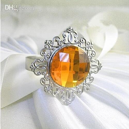 Fashion Shiny Gold Gem Stone Vintage Style Napkin Rings Wedding Bridal Shower Napkin Holder Free Shipping