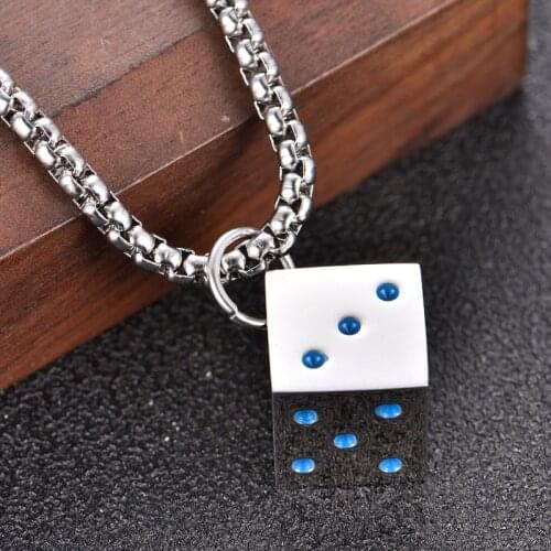 Men Necklaces Cool Cube Dice Style Stainless Steel Male Lucky Gifts Jewelry Unisex