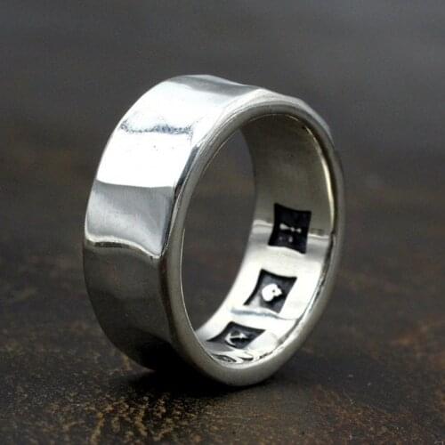 BOCAI New hammer ring for men s925 sterling silver jewelry fashion handmade irregularly cut index finger ring men