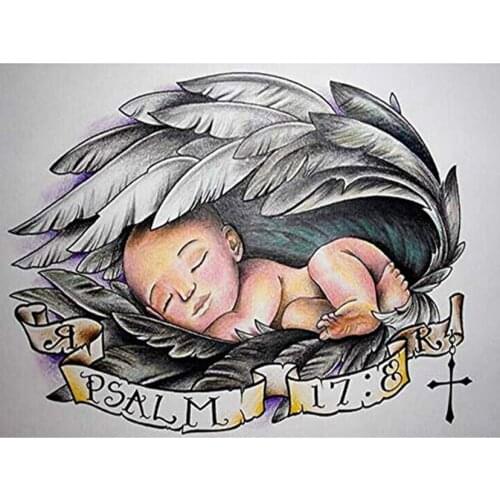 Full Drill Diamond Painting Kit Lovely baby Feather Embroidery Wall Sticker 5D DIY Mosaic Cross Stitch Home Decoration GJ066