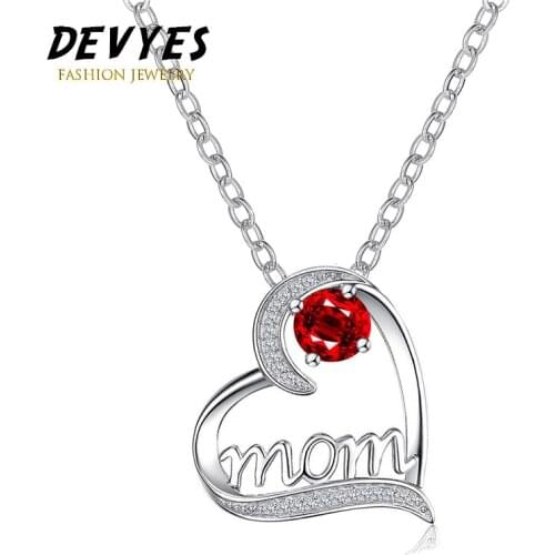 Letter Mom Heart Shape Inlaid Crystal Zirconia Pendant Necklace Mothers Day Gift High Quality Jewelry