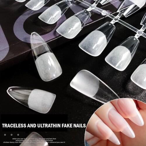 Fake Nail Art Tips Press on False Nails Full Cover Coffin Semi-Frosted Stiletto Nail Capsule Salon Tip Accessories Tool 120pcs
